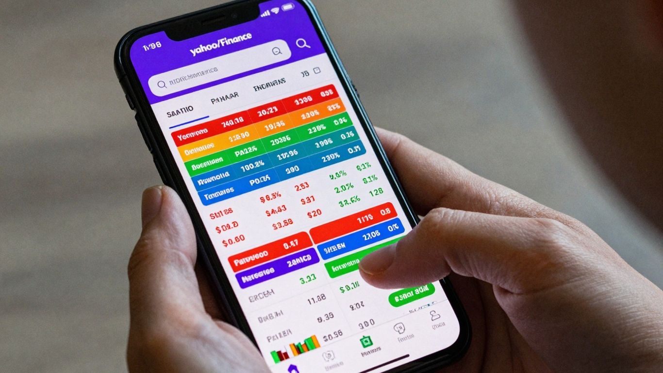 Yahoo Finance portfolio on a smartphone screen.