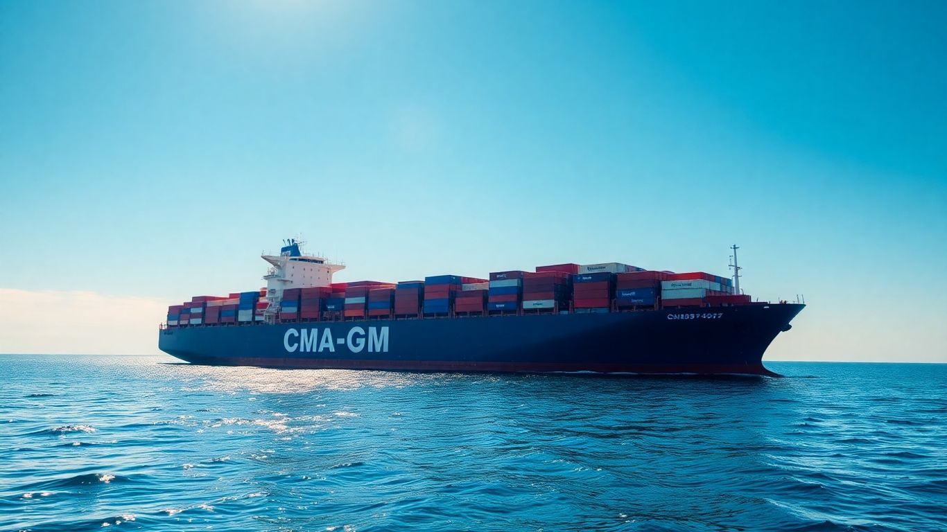 CMA CGM container ship on the ocean