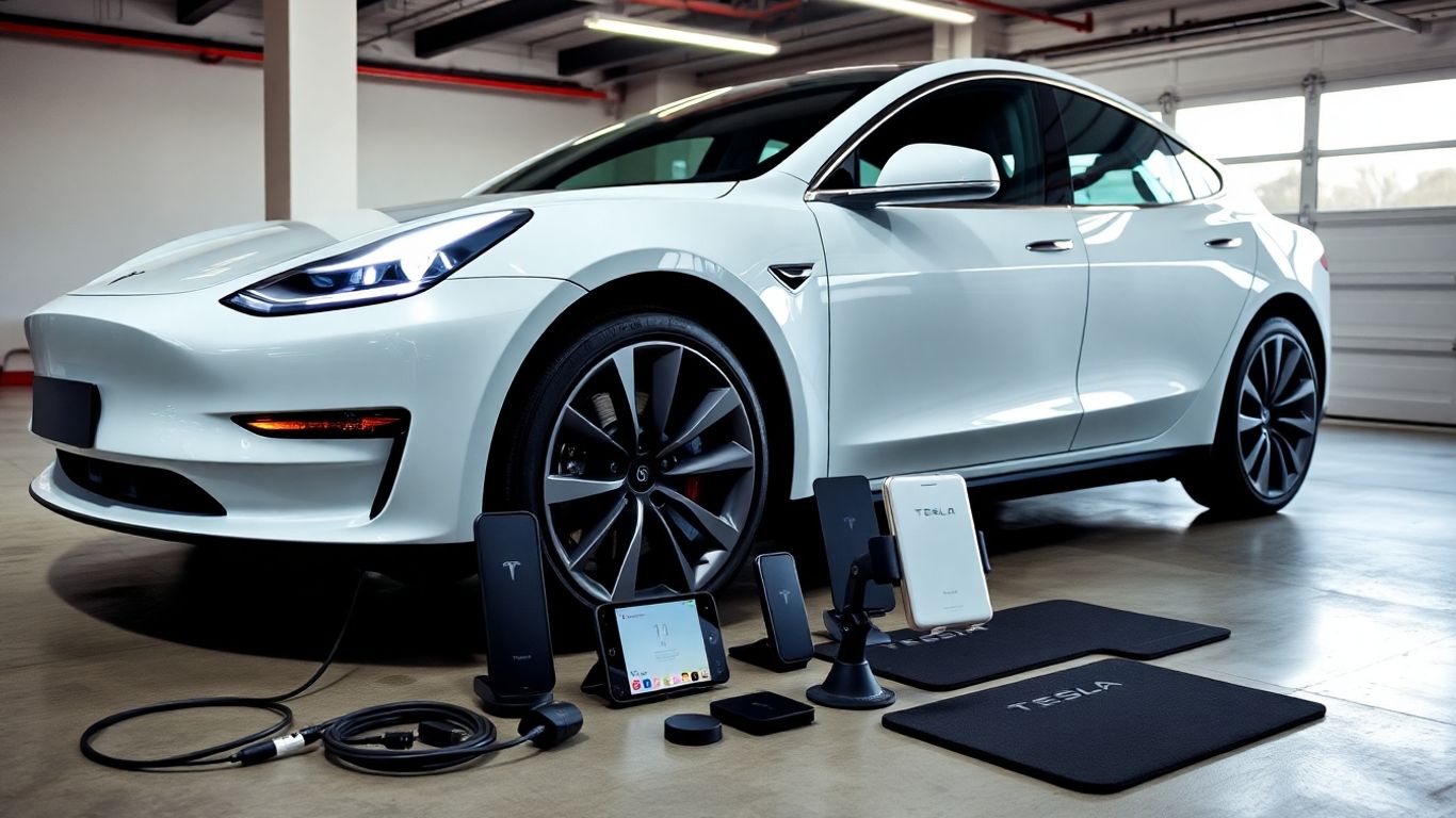 Tesla EV with popular accessories