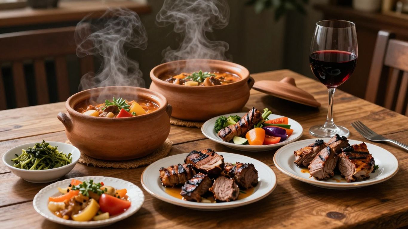 Mâncare tradițională românească pe o masă din lemn.