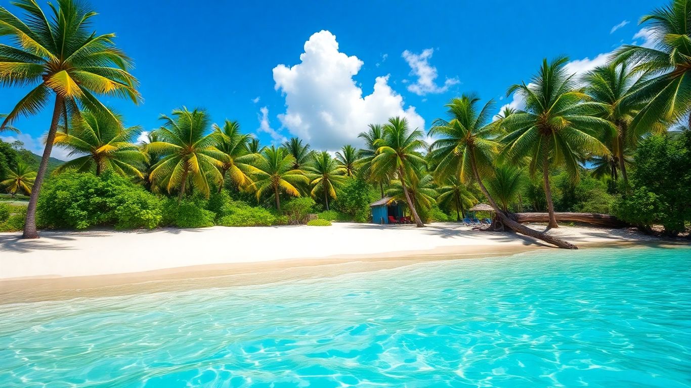 Negril, Jamaica beach with turquoise water and white sand.