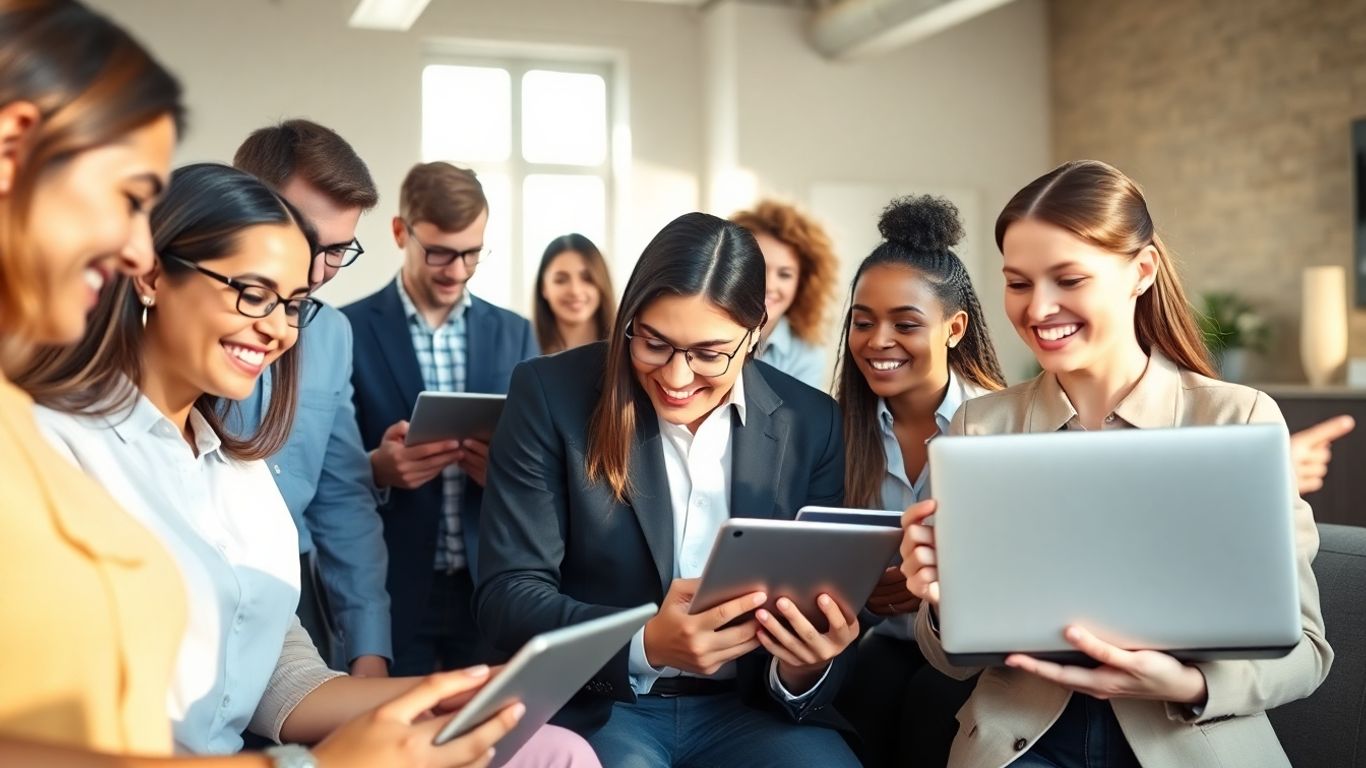 Personas buscando empleo en línea.