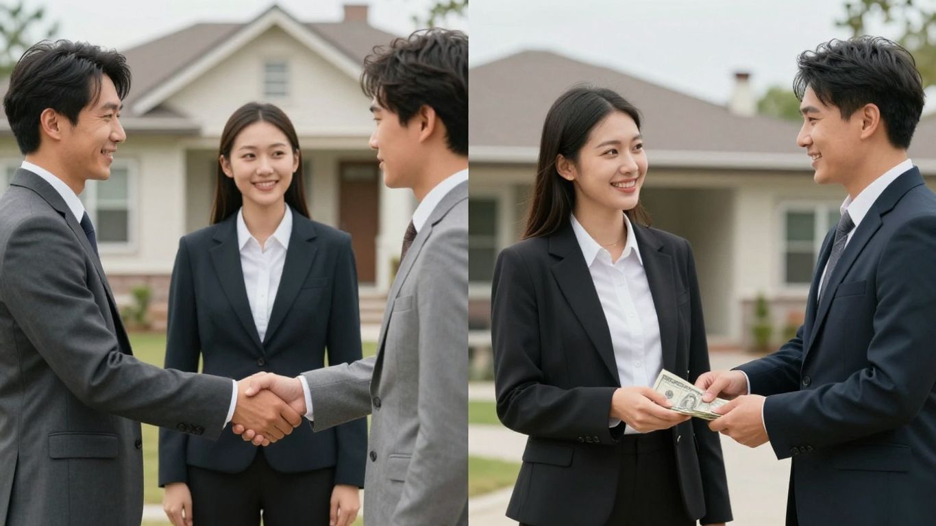 Real estate commission negotiation between buyers, sellers, and agents.