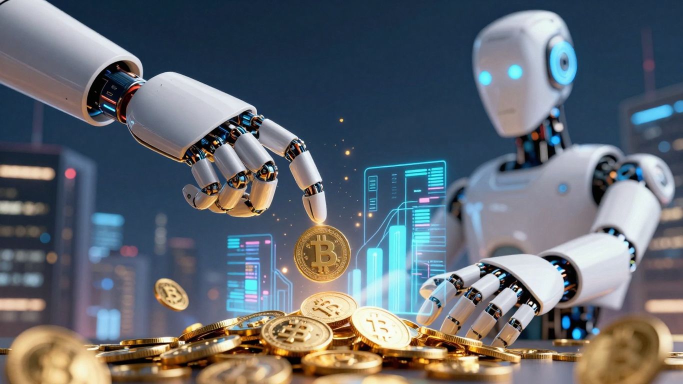AI bot making money with futuristic technology.