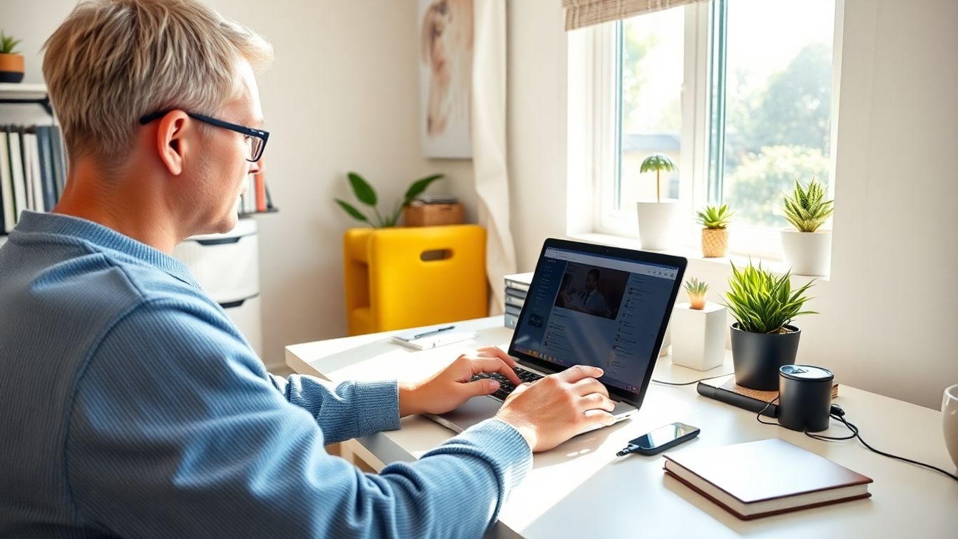 Person working from home in Australia