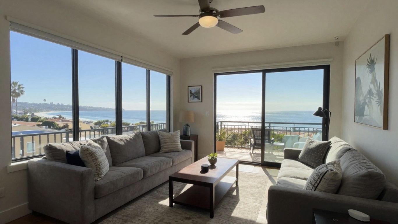 San Diego Airbnb interior with coastal view