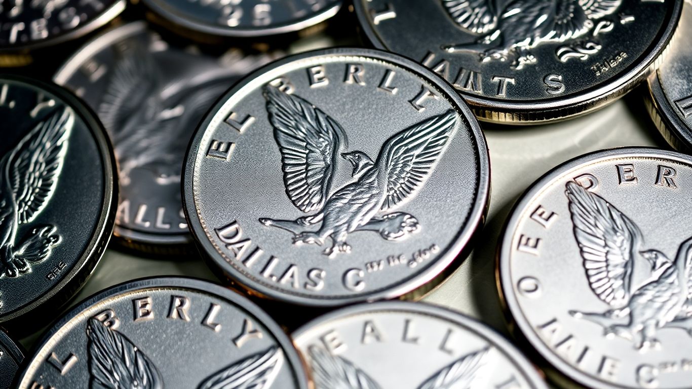 Dallas Silver Eagle coins with unique designs.