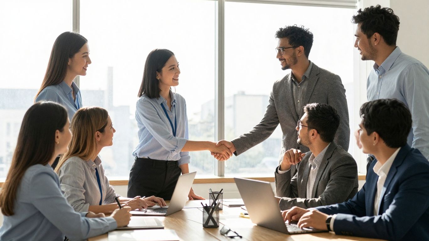 Mensen die samenwerken op een moderne kantoorwerkplek.