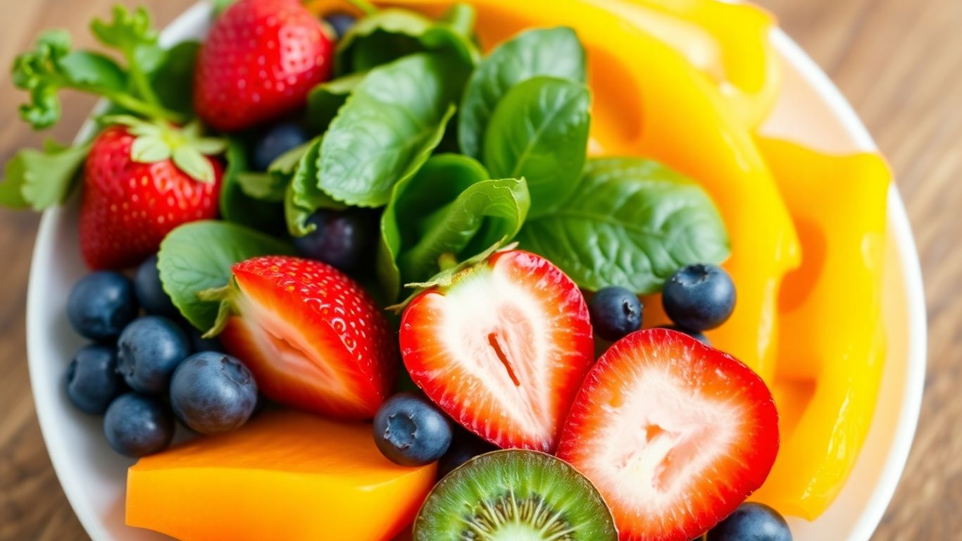 Colorful plate of fruits and vegetables