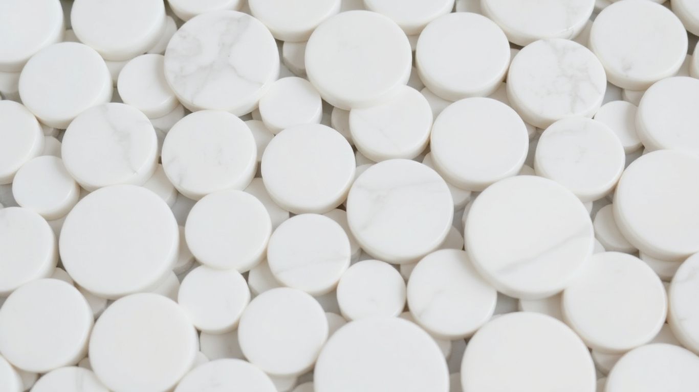 Thassos honed penny round marble mosaic tiles