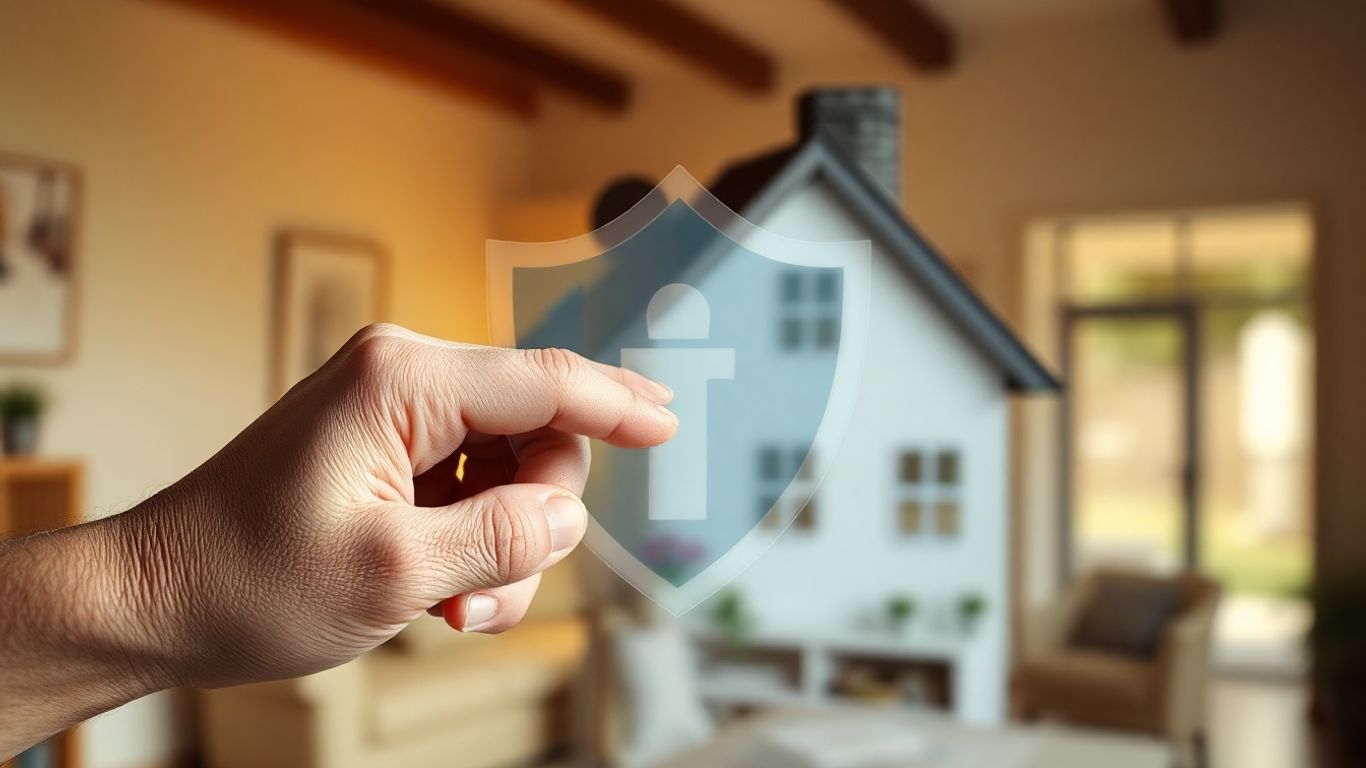 Casa protegida con seguro, llave en la cerradura.