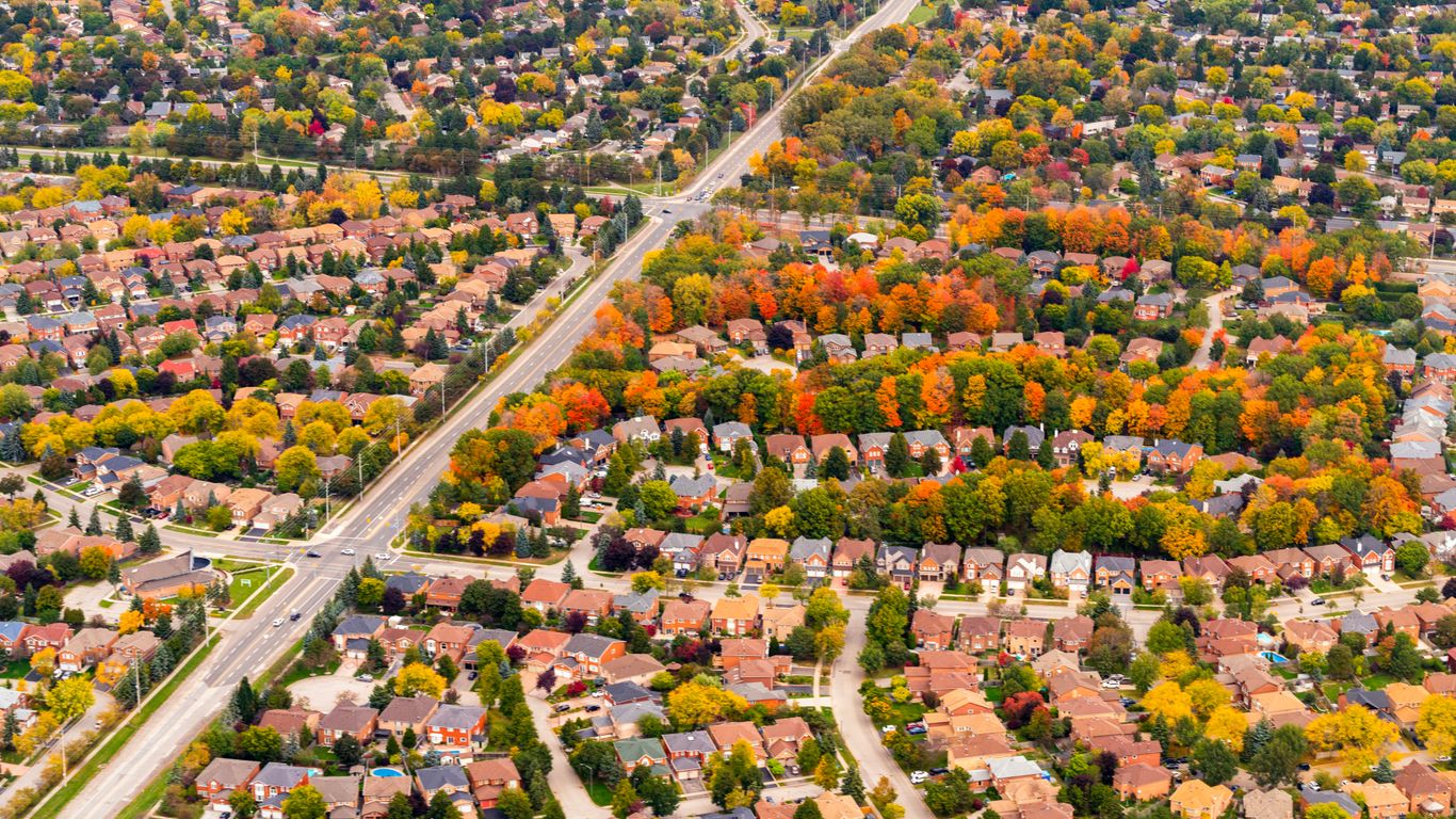 Aerial view of Walker County neighborhood in daylight