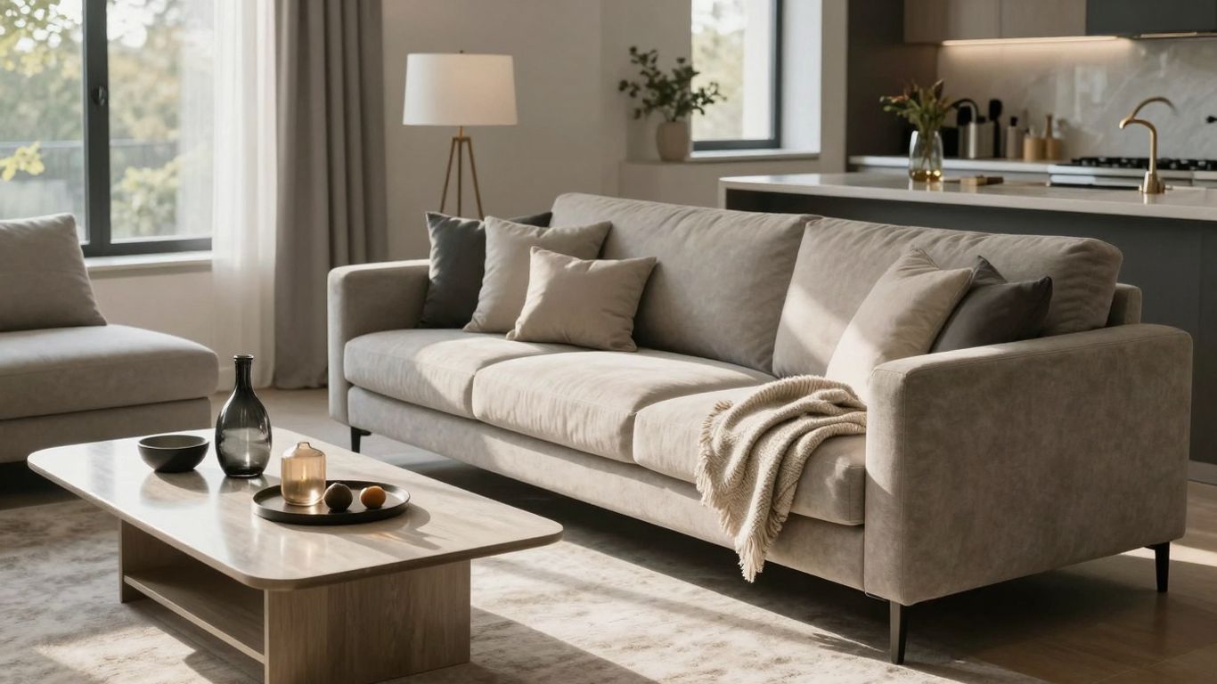 Stylish living room with modern furniture and natural light.