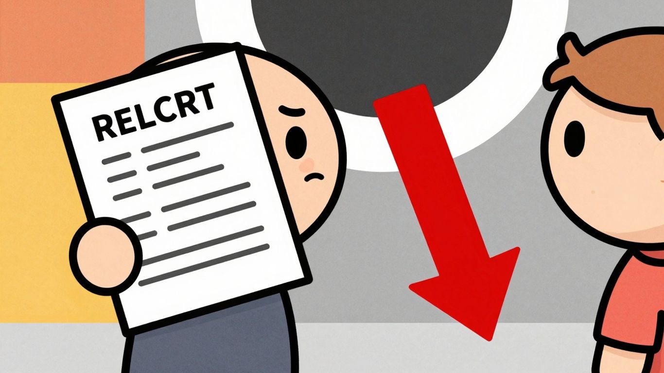 Cartoon character worried about registration loan document