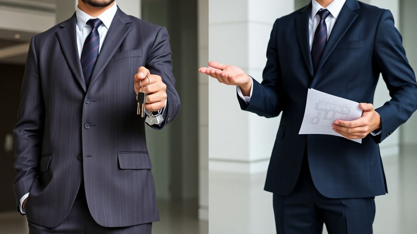 Real estate broker and agent comparison visual.