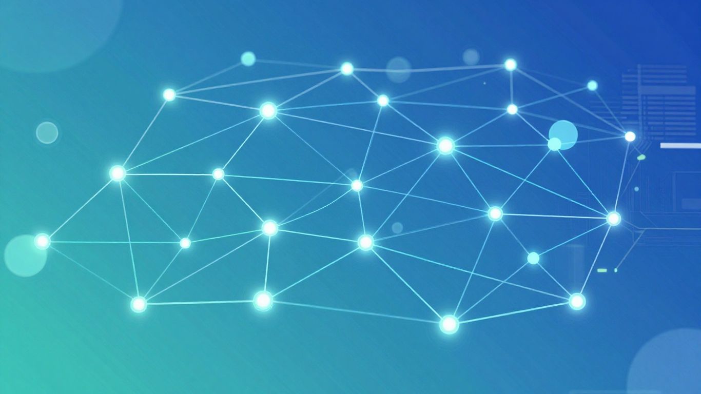 Digital network illustration with AI connections.