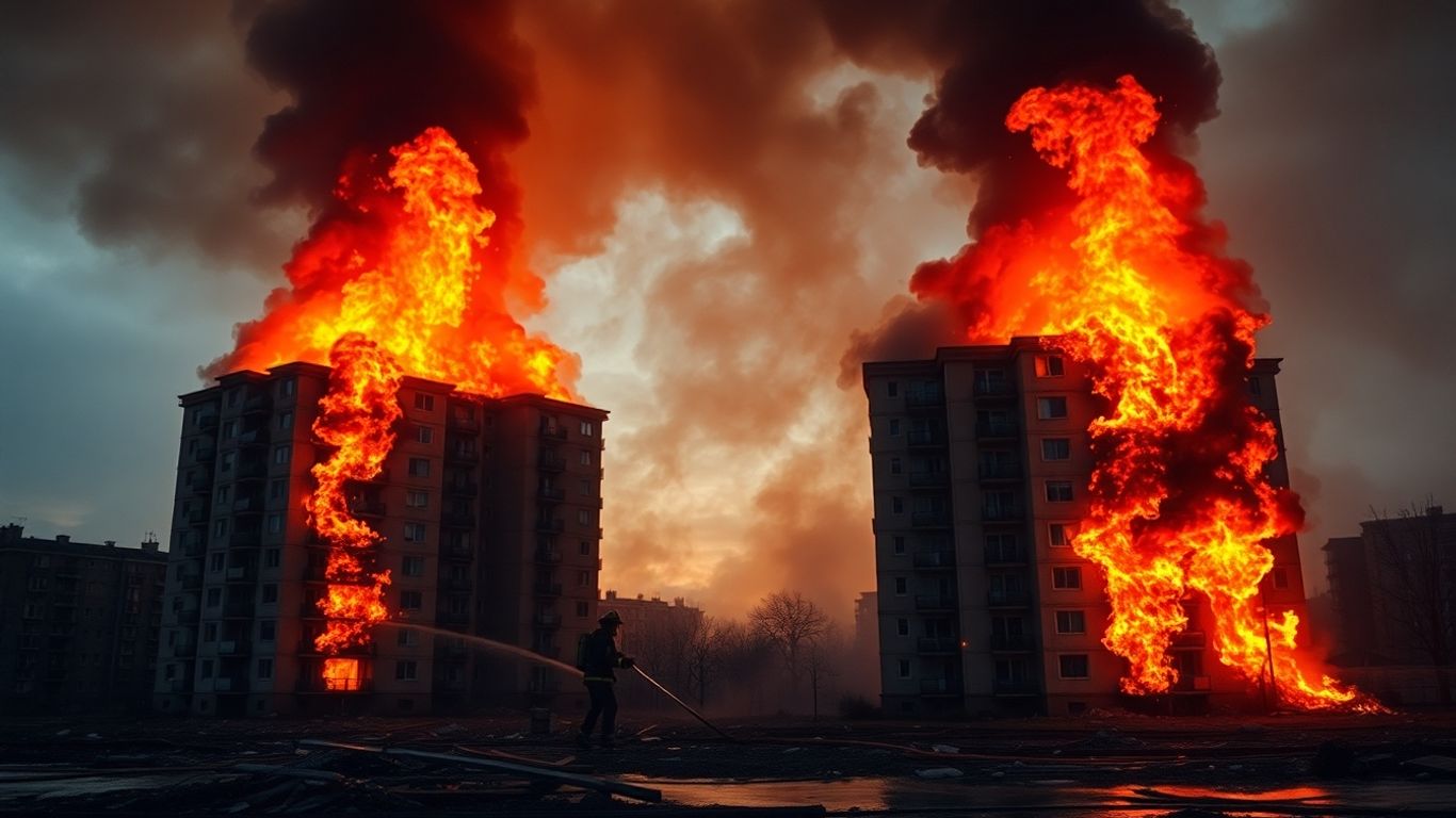 Deux immeubles en feu à Vichy, pompiers en action.