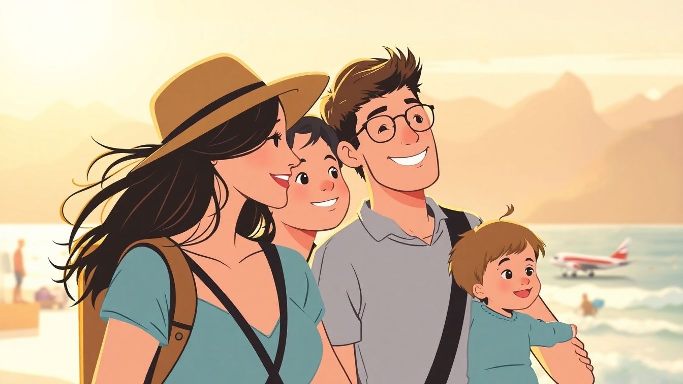 Familie im Urlaub mit Reiseschutz