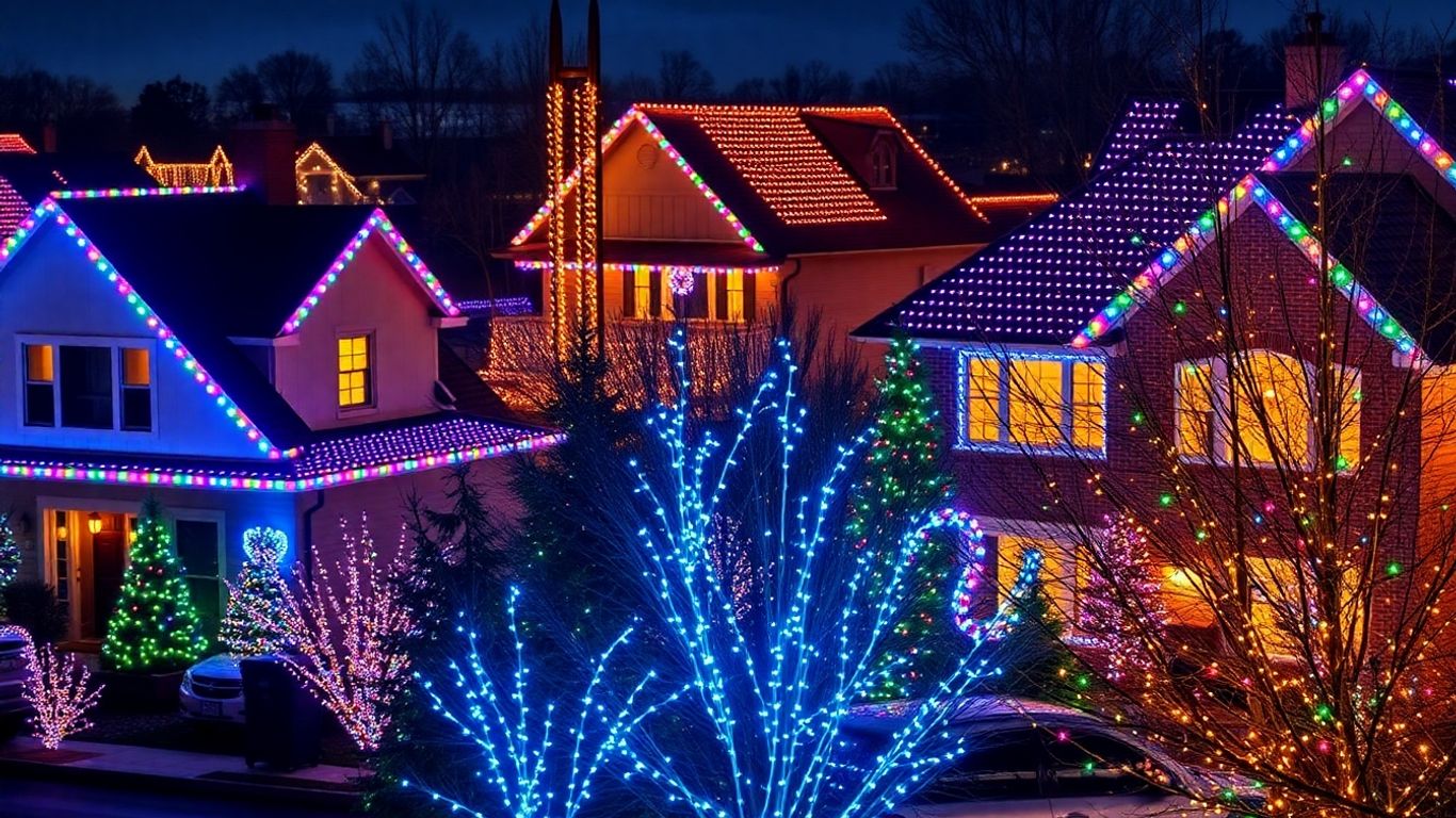 Lake St. Louis homes decorated with Christmas lights.