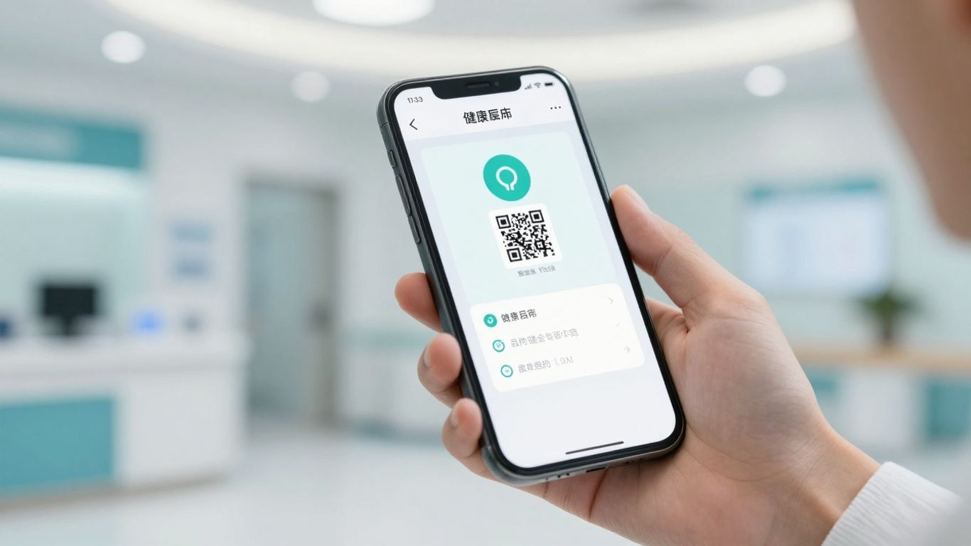 Digital health care card on a smartphone screen.