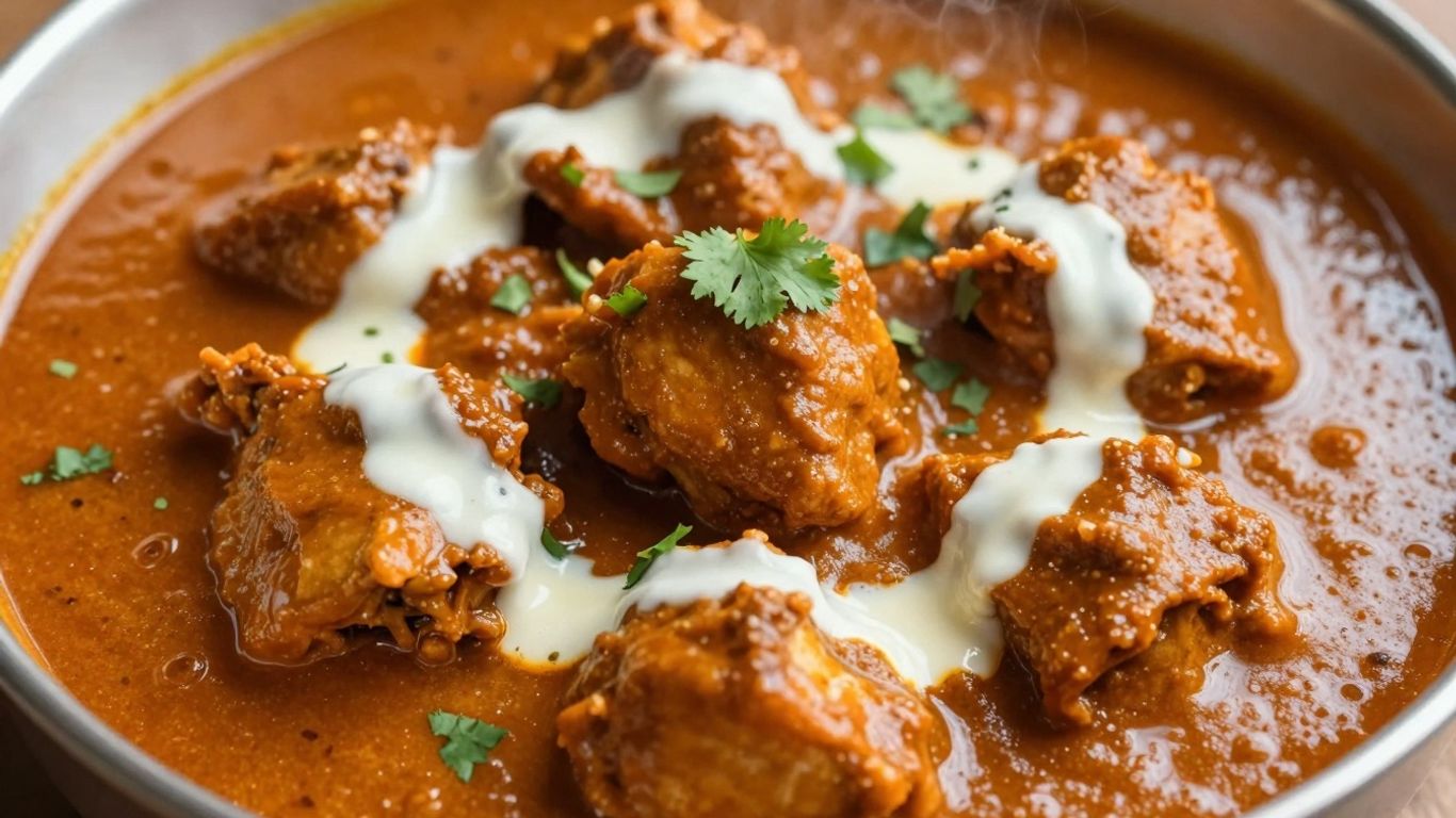 Rich Indian chicken curry with creamy gravy and cilantro.