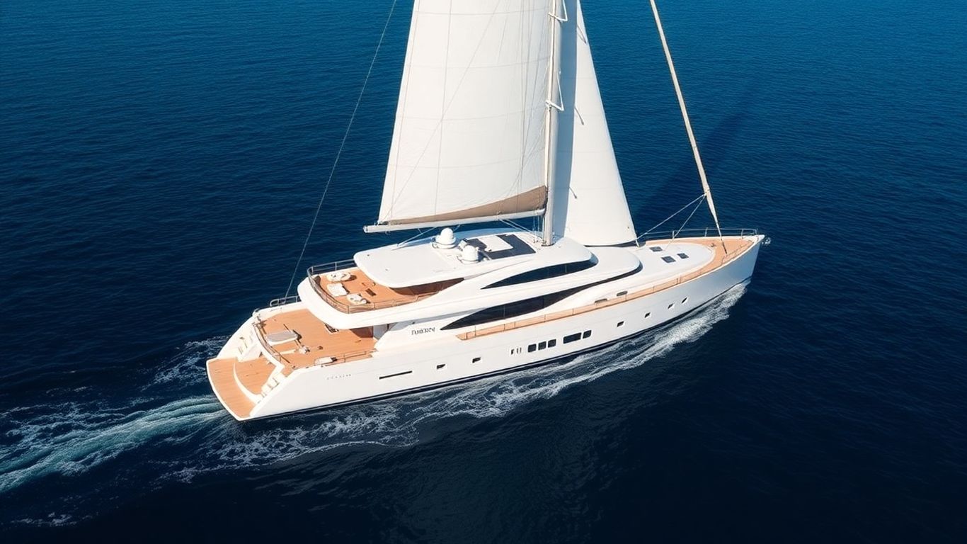 Tamsen superyacht sailing on blue water.
