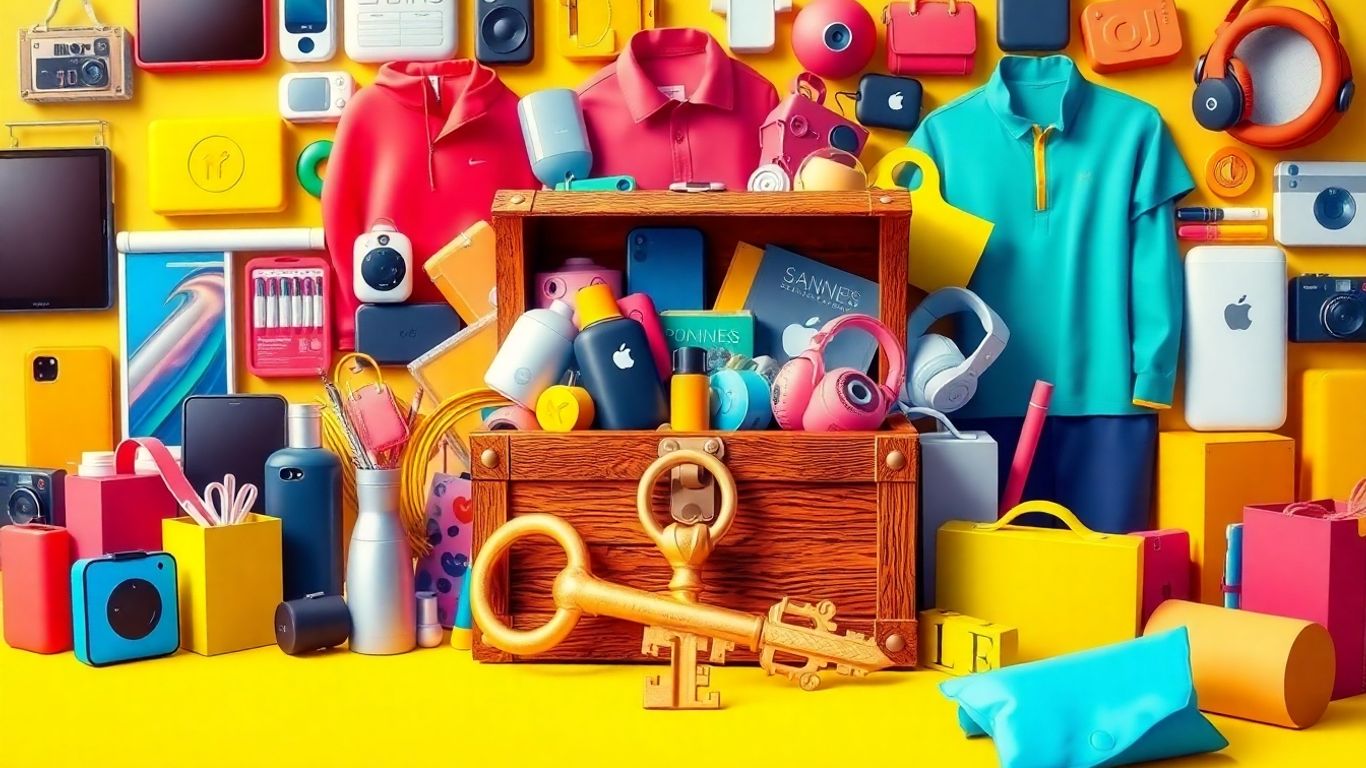 Collage of popular dropshipping products with a golden key.