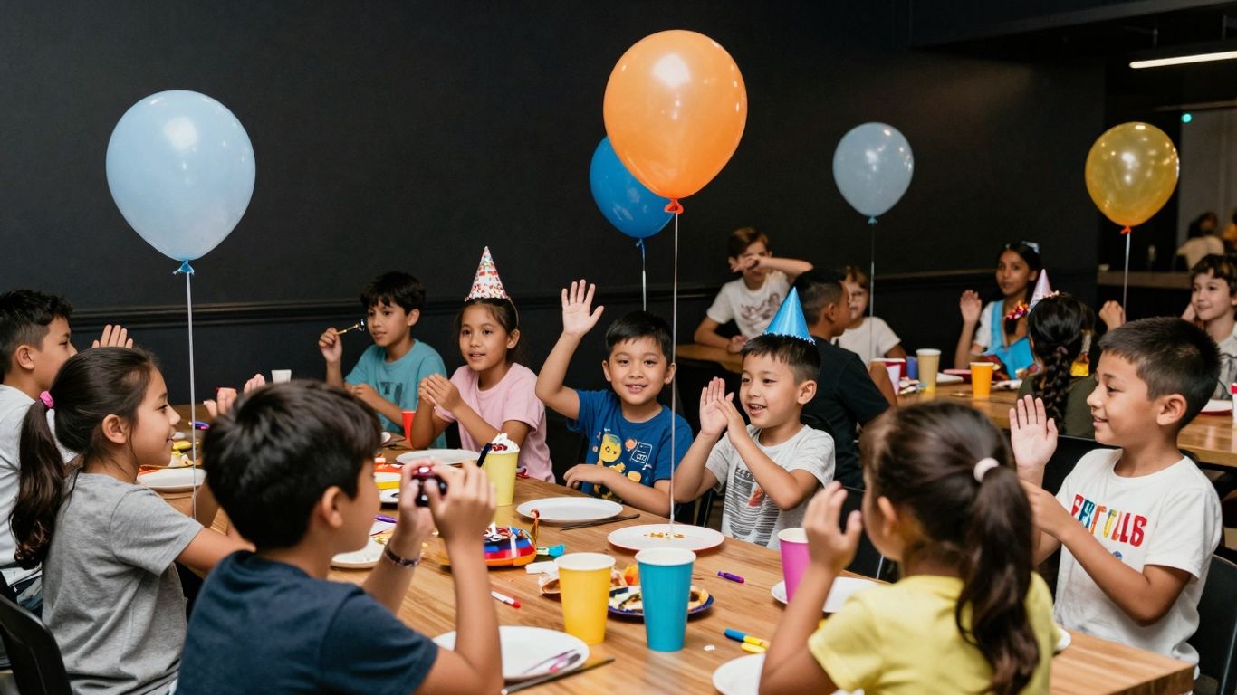 Kids celebrating a birthday party in Dallas-Fort Worth.