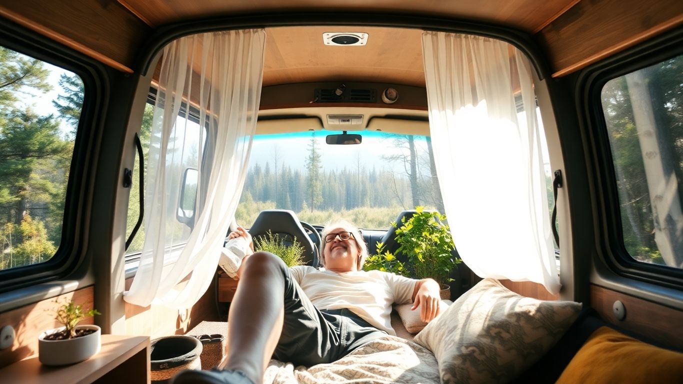 Person enjoying a unique, nature-integrated living space.
