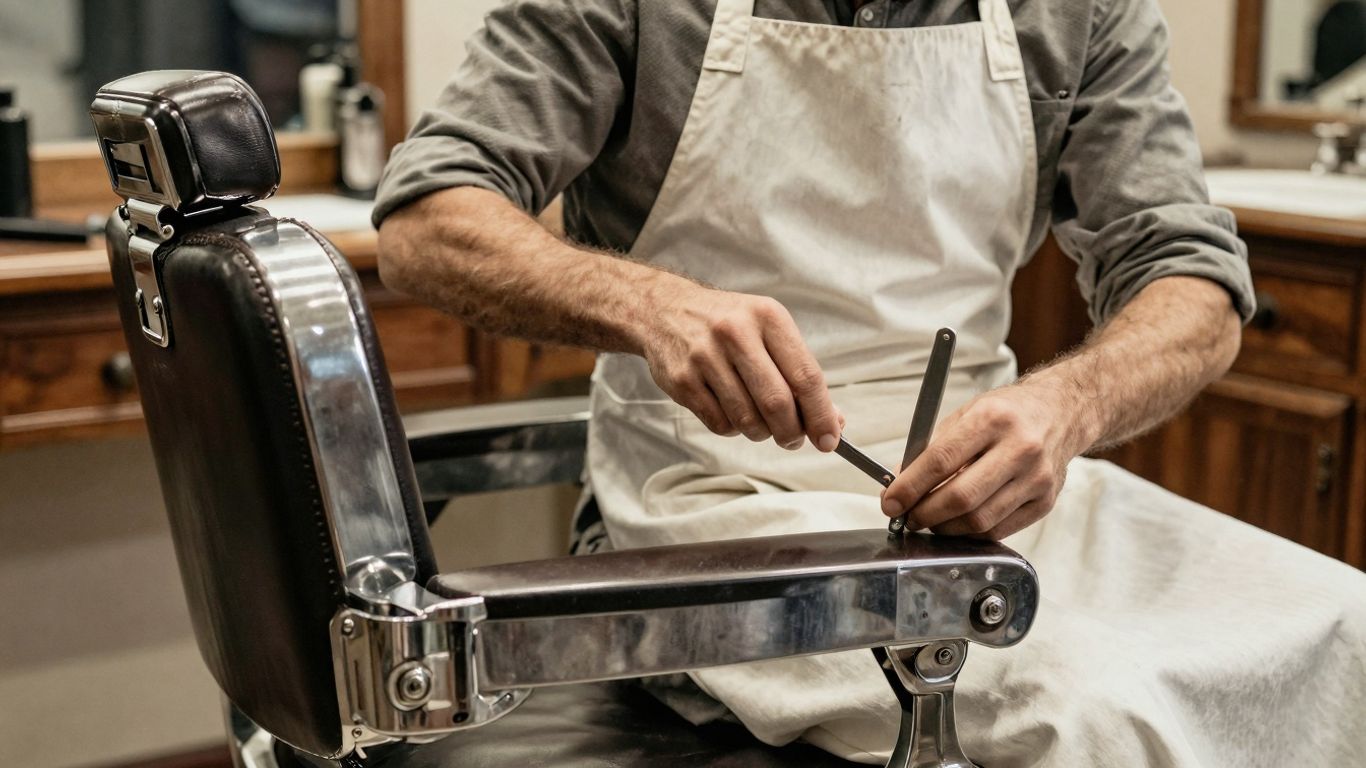 Classic barbershop interior with vintage chair and tools.