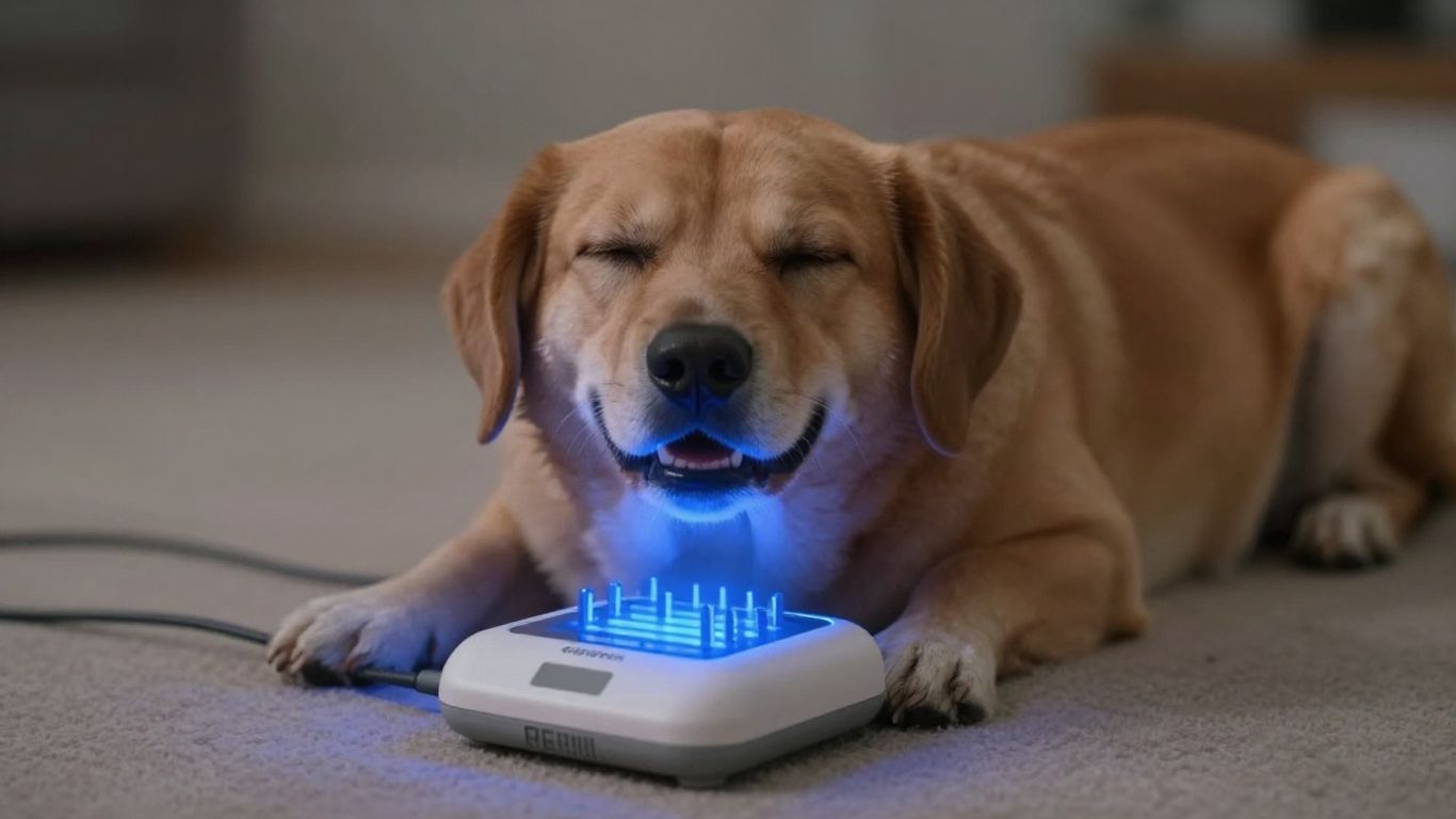 Dog receiving PEMF therapy for health.