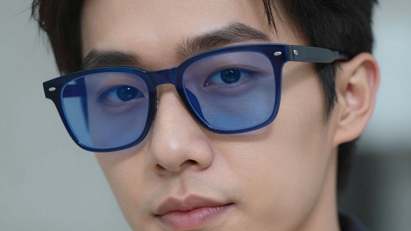 Óculos filtro luz azul em close-up.