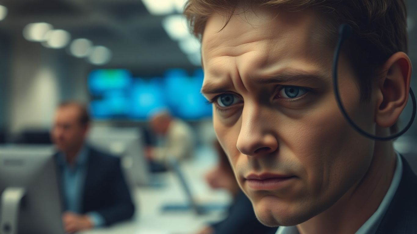 Pessoa cansada em ambiente de trabalho desgastante.