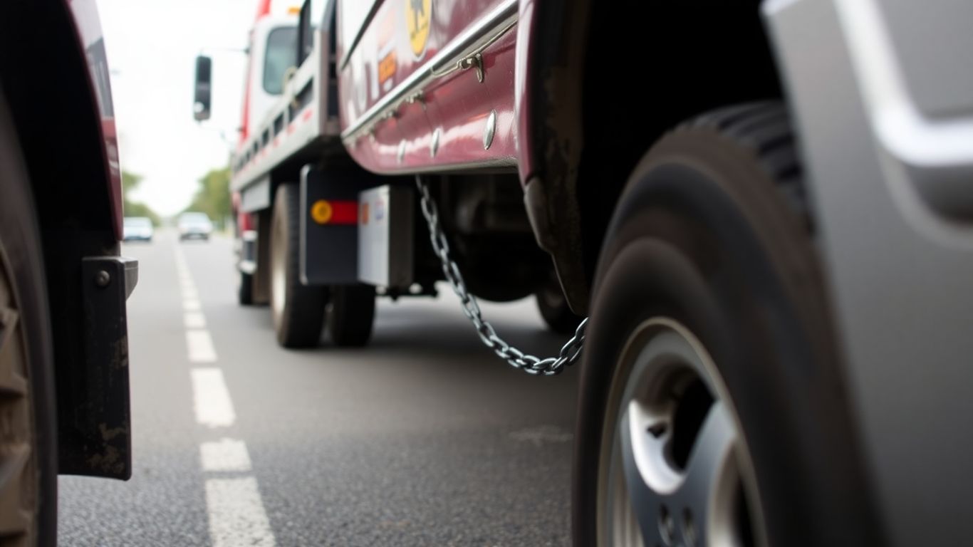Tow truck connecting to a car on the street.