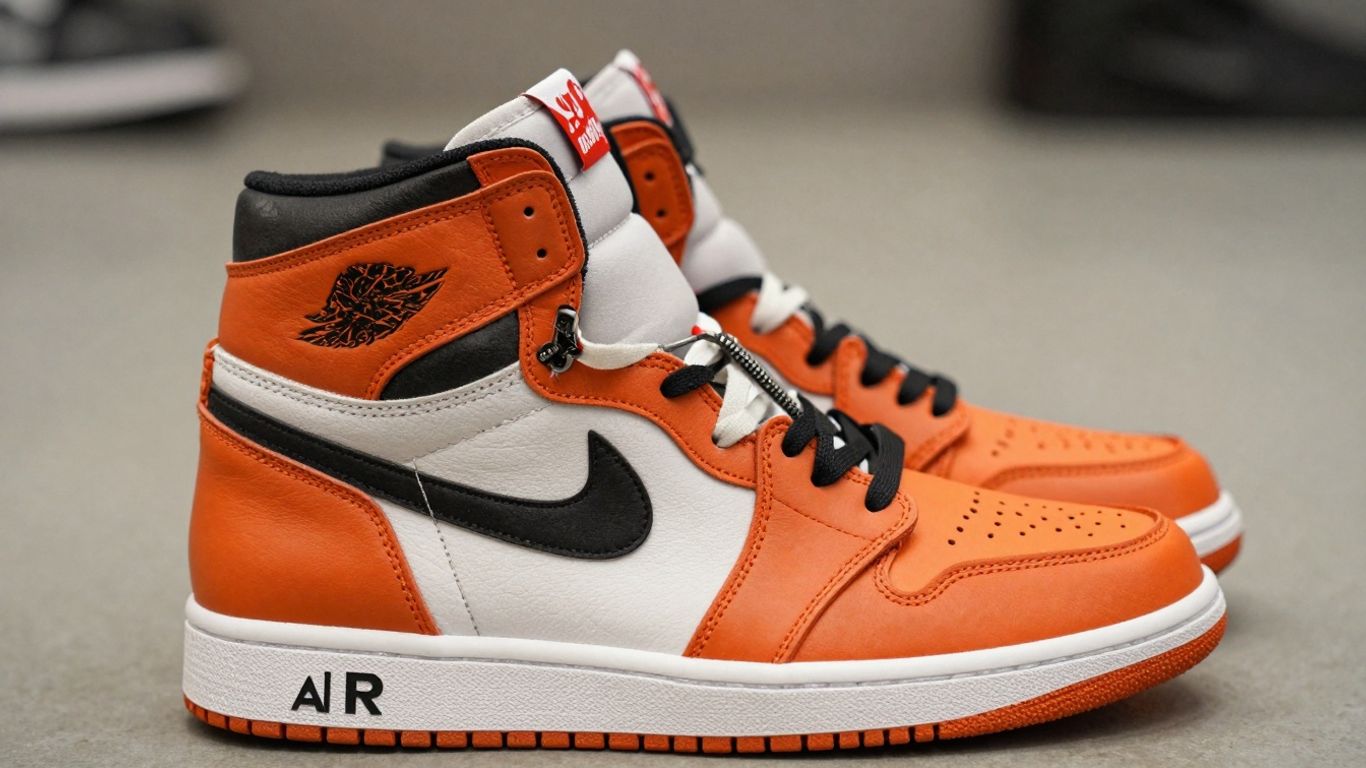 Adidași Jordan 1 Off-White cu design distinctiv.