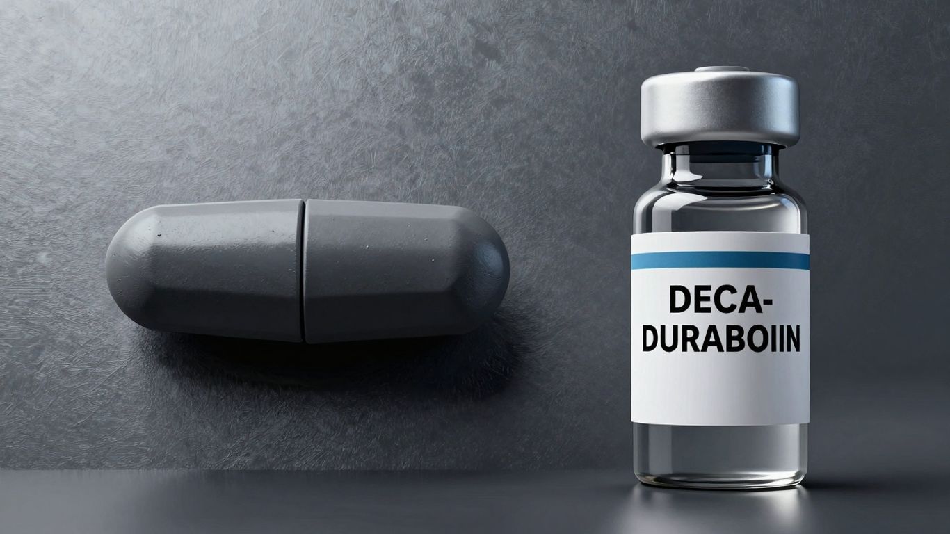 Anavar pill and Deca-Durabolin vial