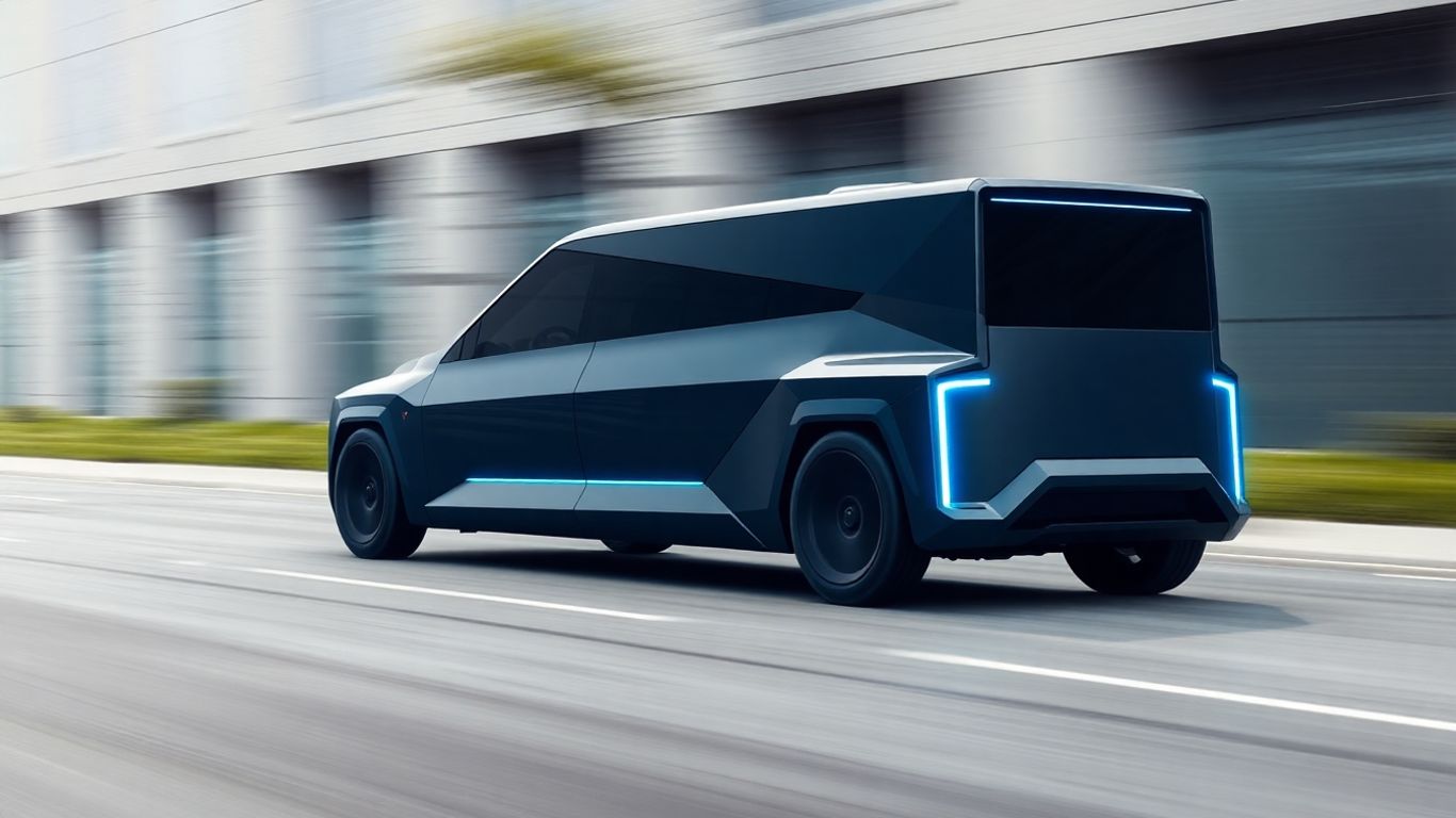 Cybertruck with Full Self-Driving technology active.