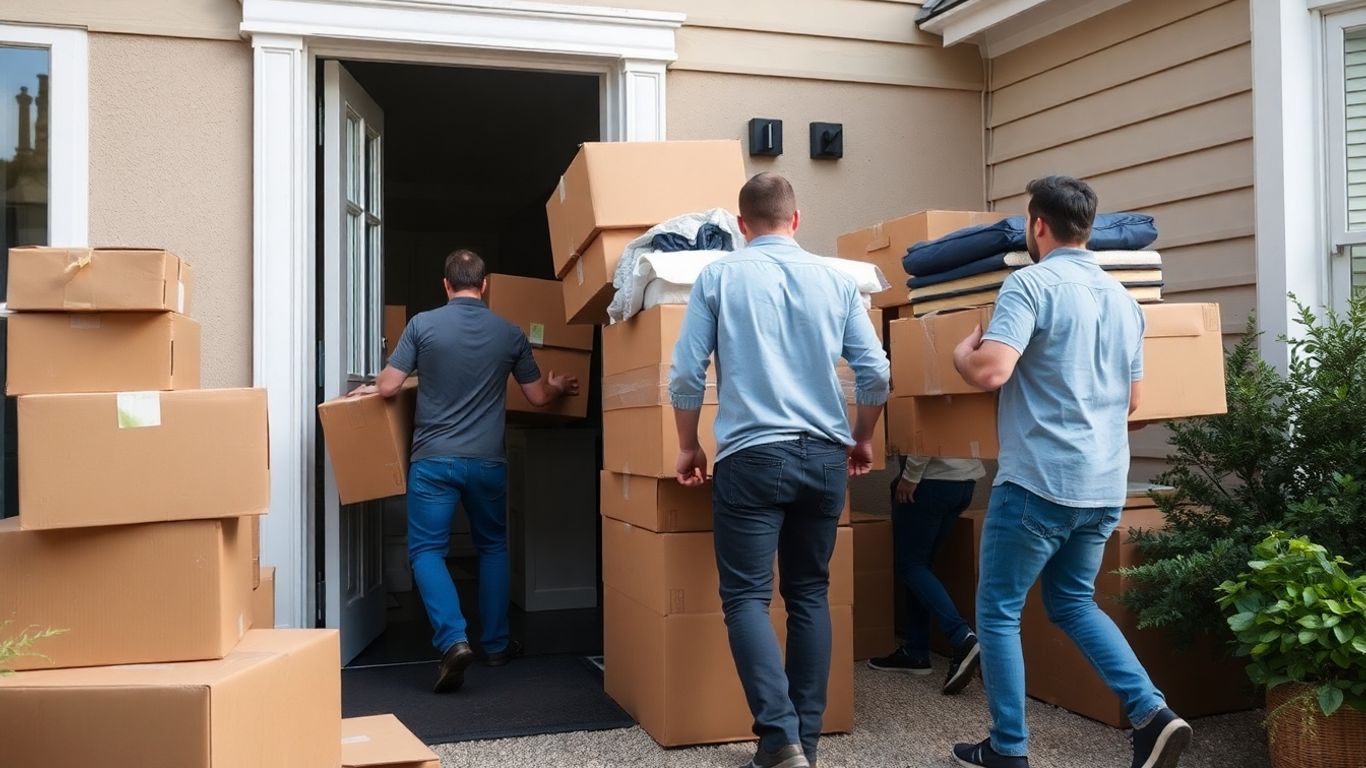 Équipe vidant une maison avec soin et professionnalisme.