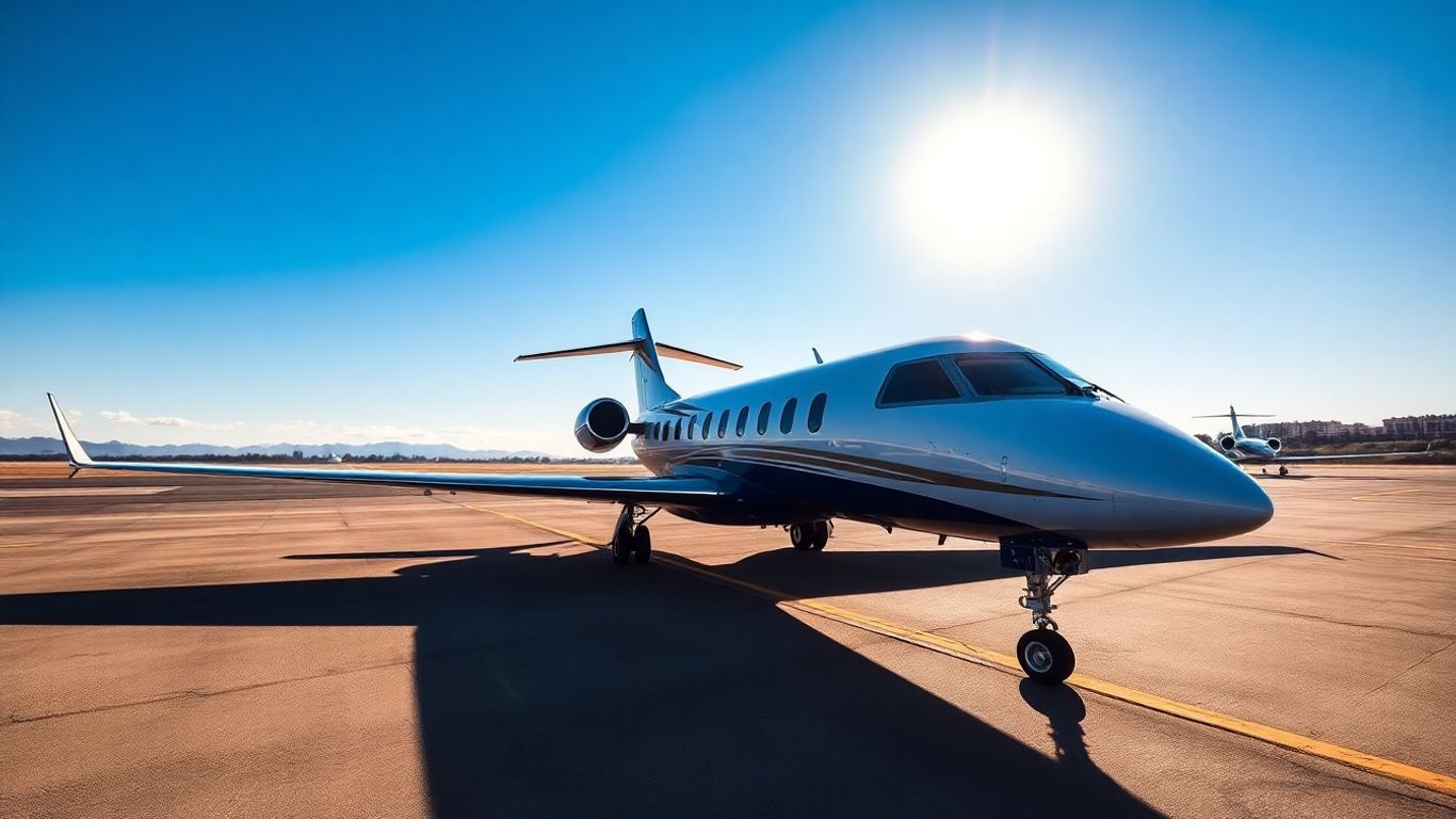 Luxurious private jet on tarmac