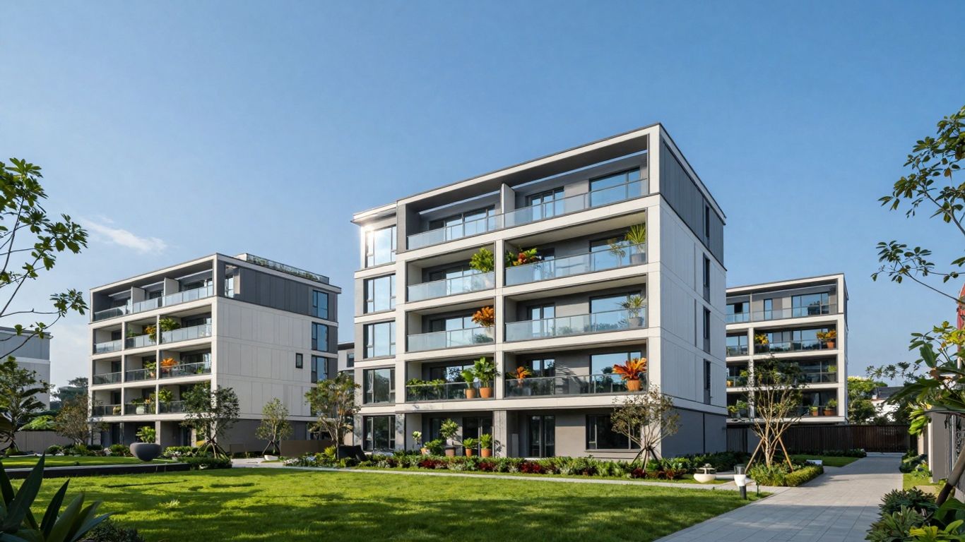 Modern apartments with green spaces in Thane West.