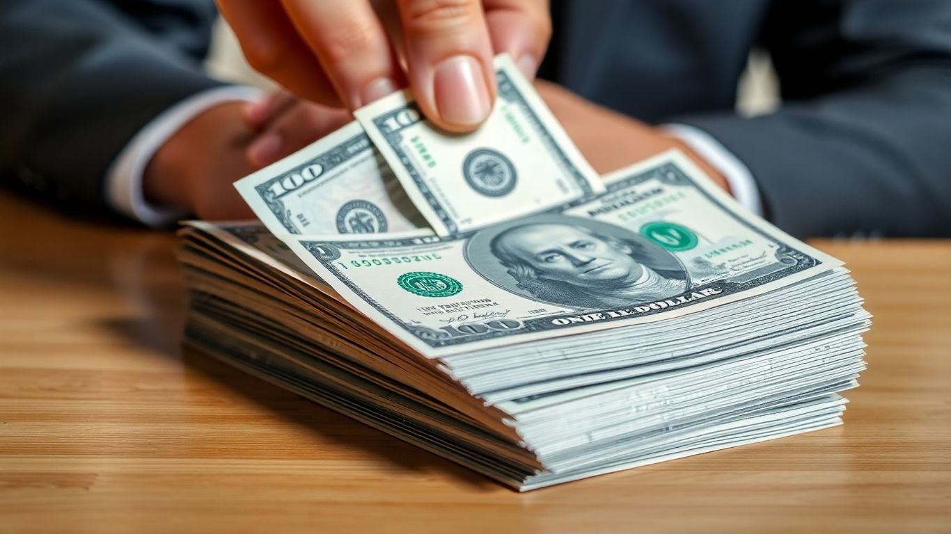 US dollar bills and IELTS test concept