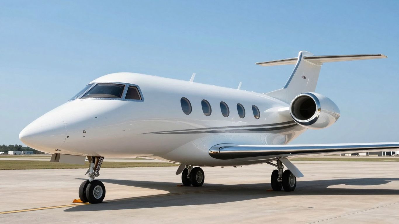 Sleek private jet on tarmac, luxury travel
