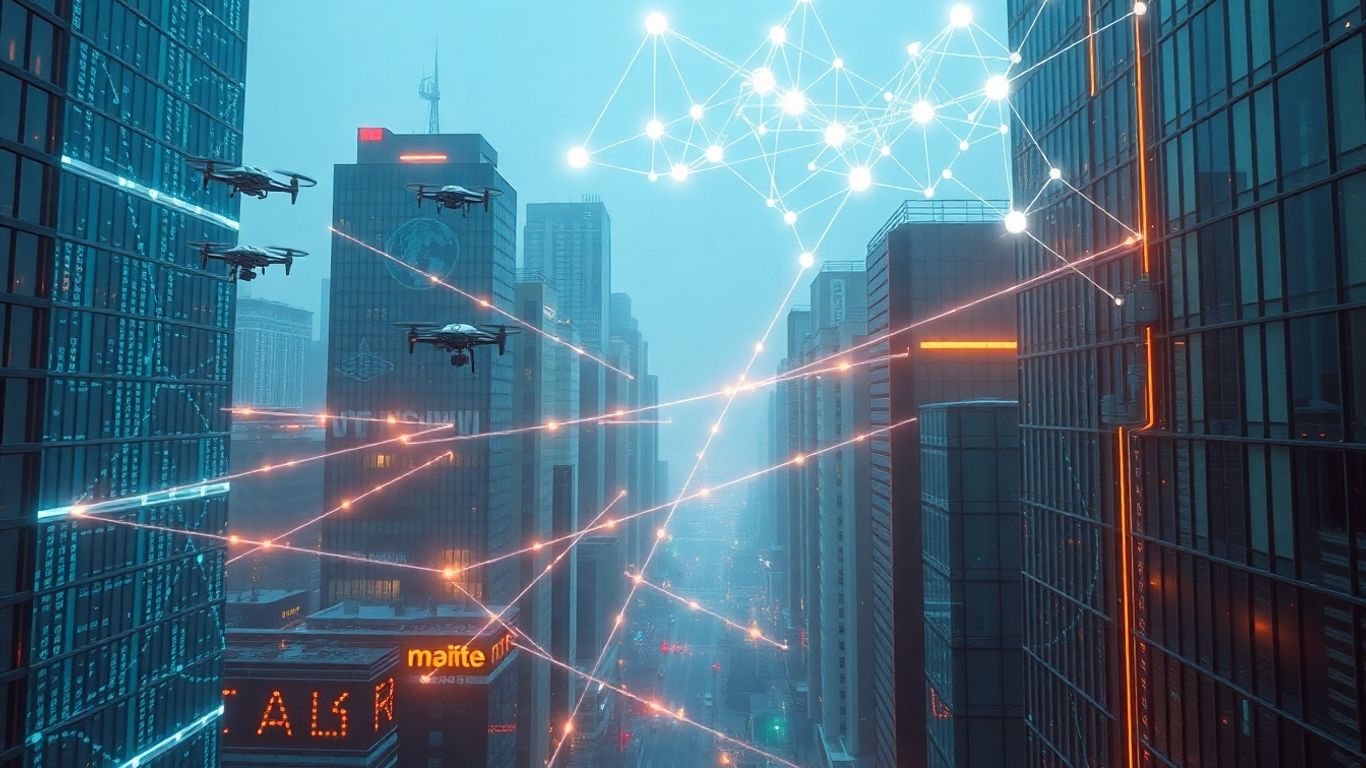 AI in use 2025 cityscape infographic