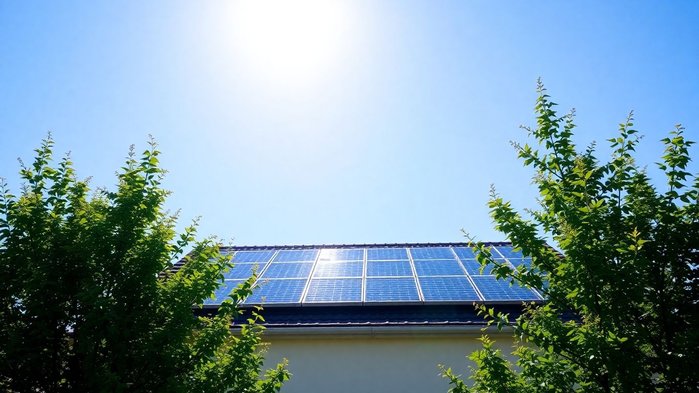 Solar panels on a sunny roof in Burgundy.
