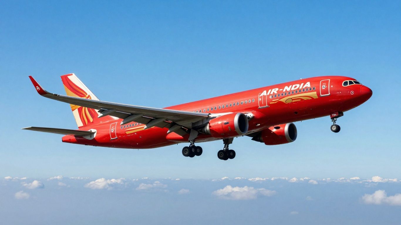 Air India airplane flying in the sky.