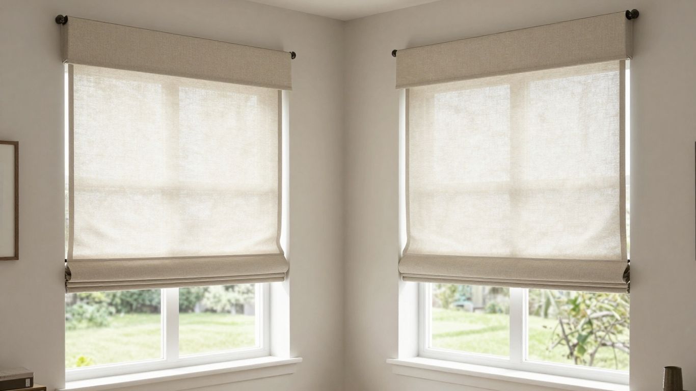 Stylish window shades in a modern Sparta living room.