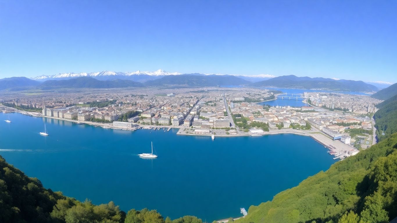 Vista panorámica del lago y la ciudad de Zúrich.