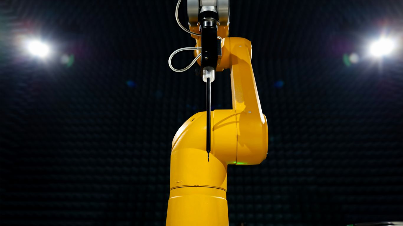 a robot that is standing in the dark