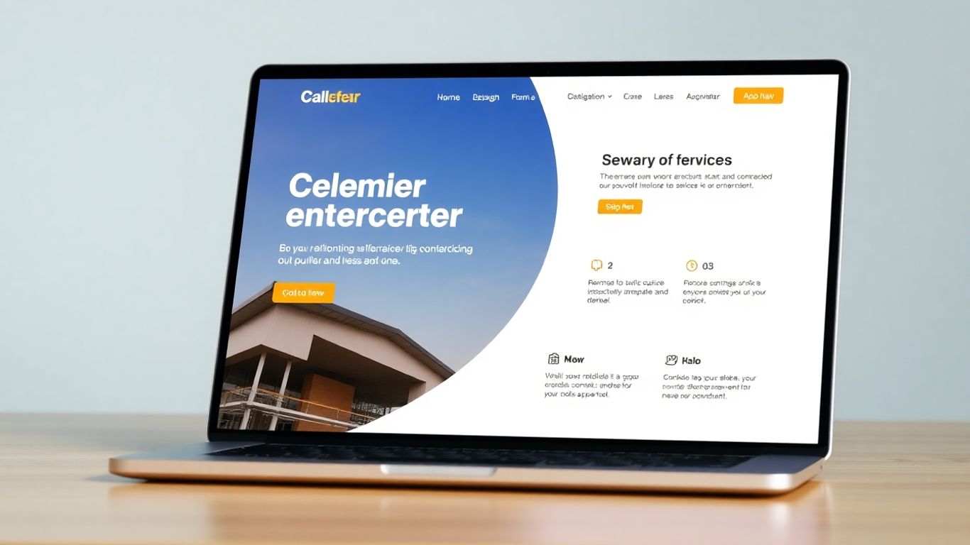 Contractor website design on a laptop screen.