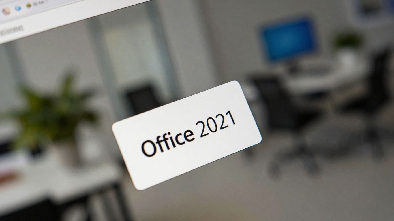 Clave de producto de Office 2021 en pantalla de ordenador.